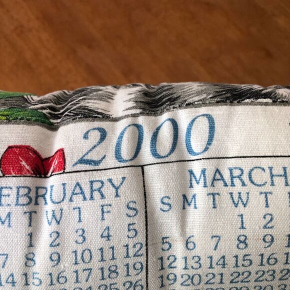 Gray Tabby Cat Yarn Bird Tree Branch Pillow Tea Towel Calendar 2000 Kay Dee 9x12 - Picture 4 of 11